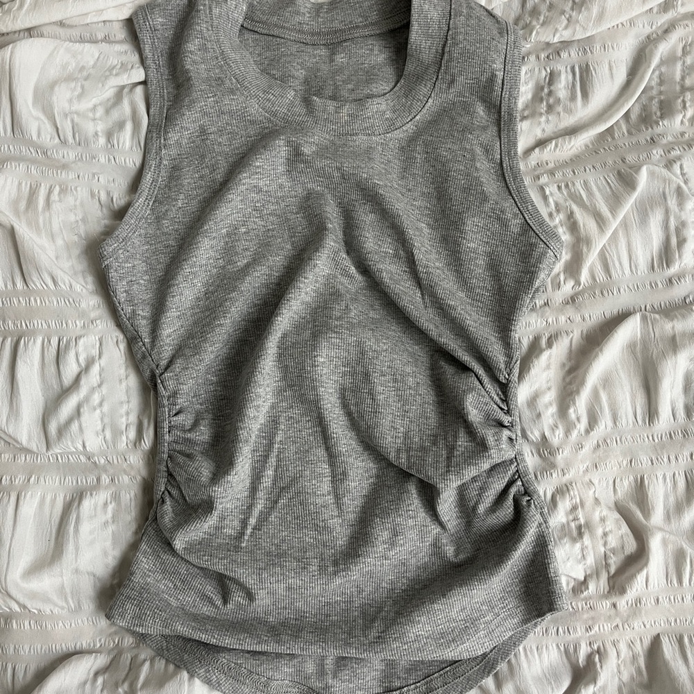 gray rutched tank top